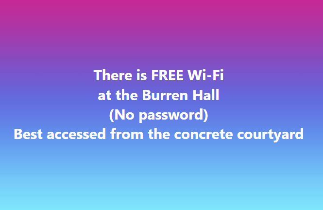 Free Wifi available at Burren Junction Hall